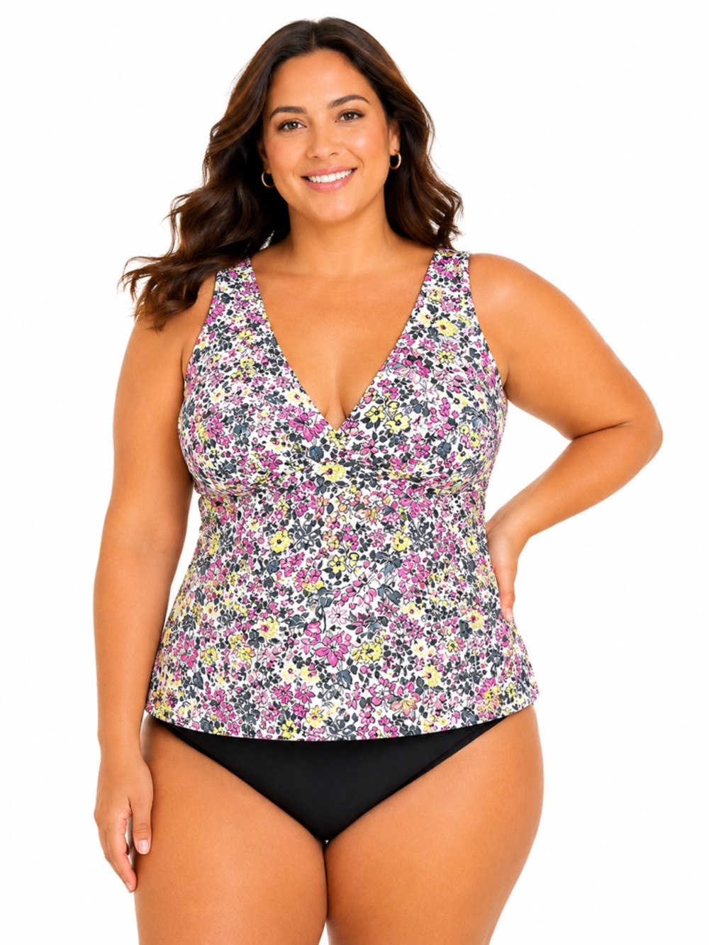 Lands' End 3X NWT Floral Tankini Top Plus Size Swimwear